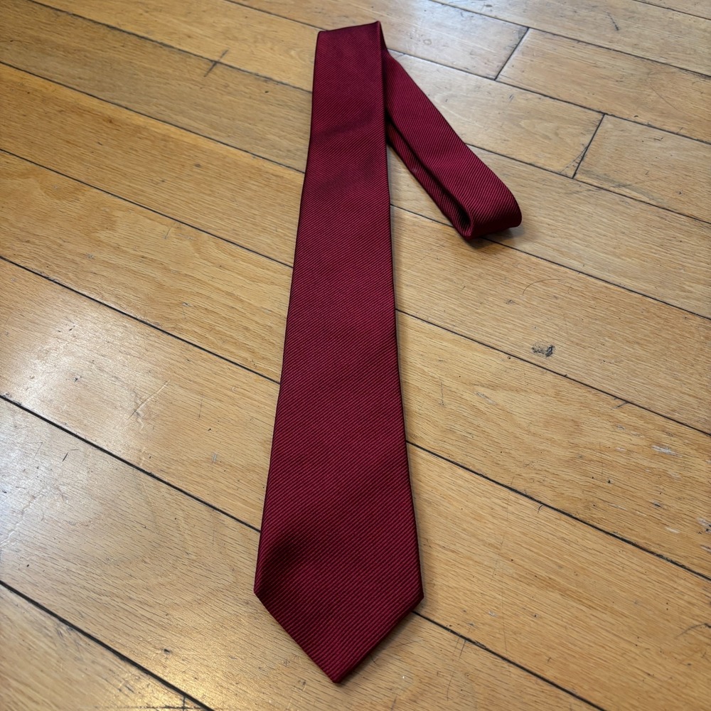 Epaulet New York Silk Repp Tie Burgundy Red Solid Made in USA Sartorial Handmade